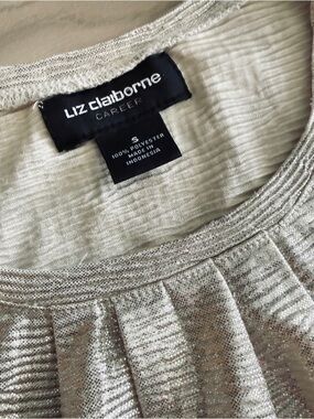 Liz Claiborne Silver Metallic Pleated Blouse